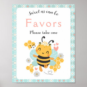 Sweet as Can Bee Baby Girl Baby shower Favor-teken Poster