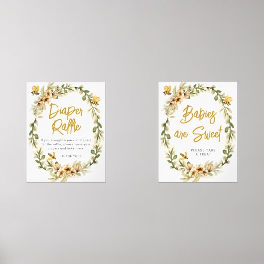 Sweet As Can Bee Baby Party tekent Poster Muurkunst Sets (Voorkant)