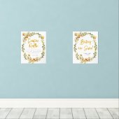 Sweet As Can Bee Baby Party tekent Poster Muurkunst Sets (Houten vloer)