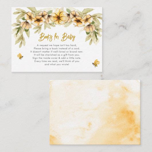 Sweet As Can Bee Baby shower Boeken voor Baby Informatiekaartje (Voorkant / Achterkant)