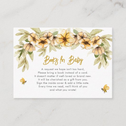 Sweet As Can Bee Baby shower Boeken voor Baby Informatiekaartje (Voorkant)