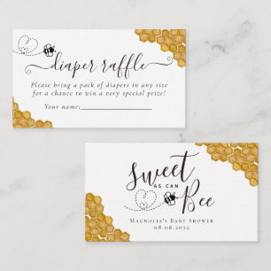 Sweet as Can Bee Baby shower Diaper Raffle Informatiekaartje
