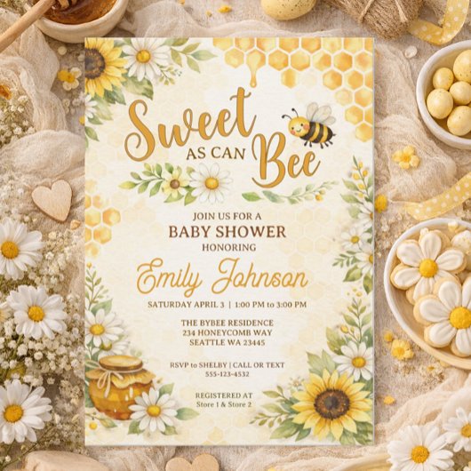 Sweet as can Bee Baby Shower Kaart