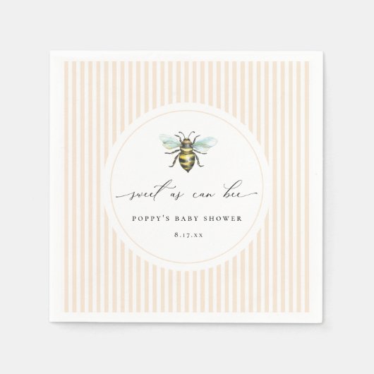 Sweet As Can Bee Baby shower Napkins Servet (Voorkant)