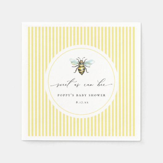 Sweet As Can Bee Baby shower Napkins Servet (Voorkant)