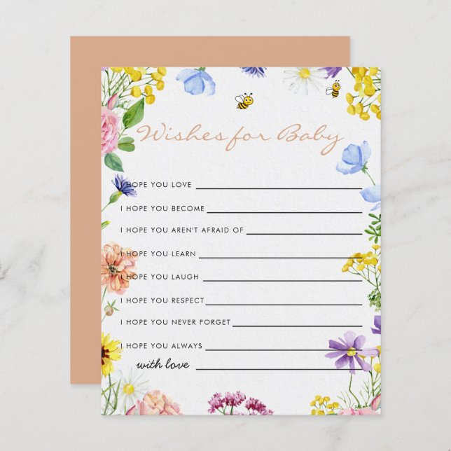 Sweet As Can Bee Baby shower spel wensen voor (Voorkant / Achterkant)