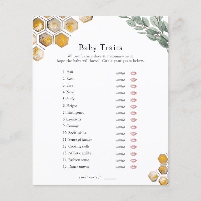 Sweet as Can Bee Baby Traits Shower Game (Voorkant)