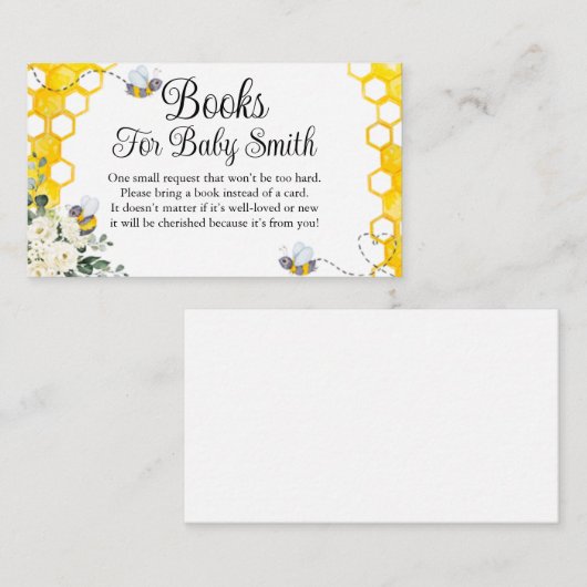 Sweet as Can Bee Boeken voor Baby Ticket Informatiekaartje (Voorkant / Achterkant)