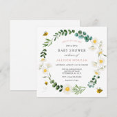 Sweet As Can Bee Daiseis Baby shower Invitation Kaart (Voorkant / Achterkant)