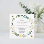 Sweet As Can Bee Daiseis Baby shower Invitation Kaart (Staand voorkant)