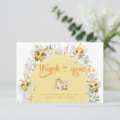 Sweet as can Bee Floral Baby shower Dank je kaart (Staand voorkant)