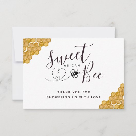 Sweet as Can Bee Geslacht Vlek Party Bedankkaart (Voorkant)