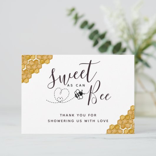 Sweet as Can Bee Geslacht Vlek Party Bedankkaart (Staand voorkant)