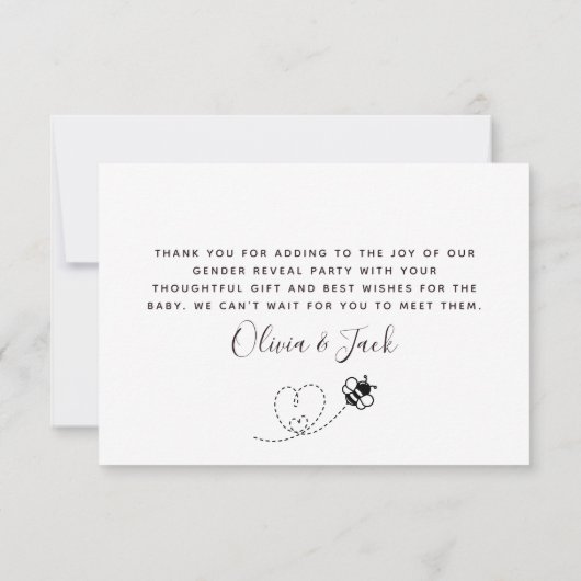 Sweet as Can Bee Geslacht Vlek Party Bedankkaart (Achterkant)