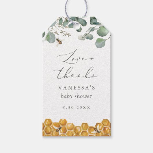 Sweet as Can Bee Greenery Baby shower Cadeaulabel (Voorkant)