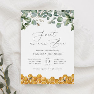 Sweet as Can Bee Greenery Baby shower Kaart