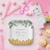 Sweet as Can Bee Greenery Baby shower Papieren Bordje (Feest)