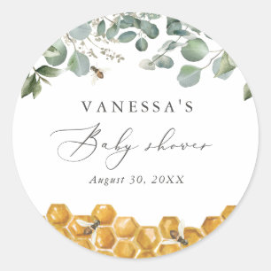Sweet as Can Bee Greenery Baby shower Ronde Sticker