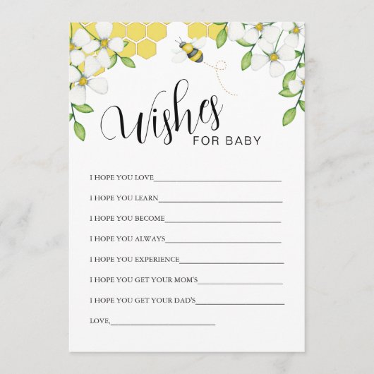 Sweet As Can Bee Honey Wensen voor Baby Advieskaart (Voorkant)