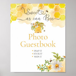 Sweet as Can Bee Photo Baby shower Guest Book Poster