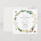 Sweet As Can Bee Pink Flower en Daisy Baby shower Kaart (Voorkant / Achterkant)