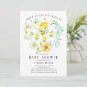 Sweet As Can Bee Triplets Baby shower Invitation Kaart (Staand voorkant)