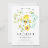 Sweet As Can Bee Twins Baby shower Invitation Kaart (Voorkant)