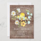 Sweet As Can Bee Twins Baby shower Invitation Kaart (Voorkant)