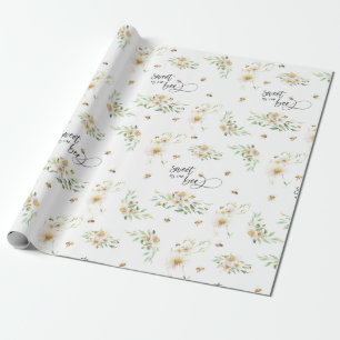 Sweet as can bee Waterverf Floral Honeybee Cadeaupapier