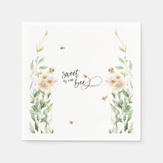 Sweet as can bee Waterverf Floral Honeybee Servet (Voorkant)