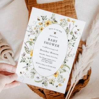 Sweet as Can Bee Yellow Flowers Baby Shower  Kaart