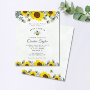Sweet As Can Bee Zonnebloemen Baby shower Invitati