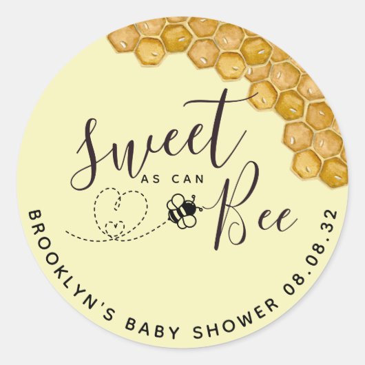 Sweet as Can is Baby shower Classic Round Sticker (Voorkant)