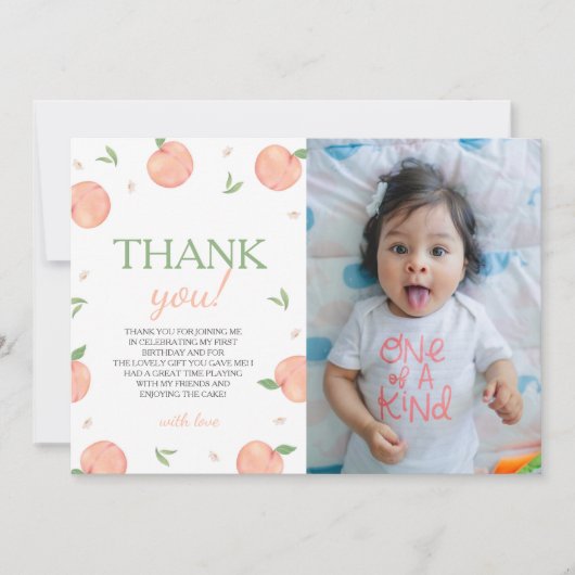 Sweet As Peach Verjaardagsfoto Dank je kaart (Voorkant)
