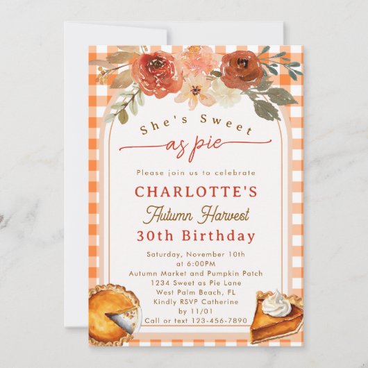 Sweet As Pie Harvest Herfst Thema Verjaardagsfeest Kaart (Voorkant)