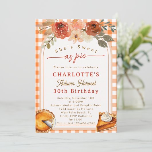 Sweet As Pie Harvest Herfst Thema Verjaardagsfeest Kaart (Staand voorkant)