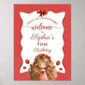 Sweet As Strawberry Girl Waterverf Verjaardag Poster (Voorkant)