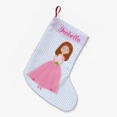 Sweet Auburn Hair Princess Personalized Stocking Kleine Kerstsok (Voorkant (Hangend))