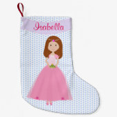 Sweet Auburn Hair Princess Personalized Stocking Kleine Kerstsok (Voorkant)