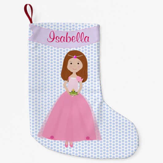 Sweet Auburn Hair Princess Personalized Stocking Kleine Kerstsok (Voorkant)