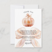 Sweet Autumn Bow Little Pumpkin Baby shower Bedankkaart (Voorkant)