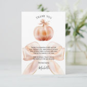 Sweet Autumn Bow Little Pumpkin Baby shower Bedankkaart (Staand voorkant)