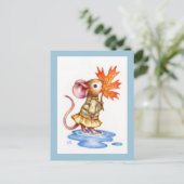 Sweet Autumn - Cute Mouse Art Briefkaart (Staand voorkant)