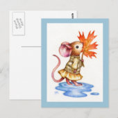 Sweet Autumn - Cute Mouse Art Briefkaart (Voorkant / Achterkant)