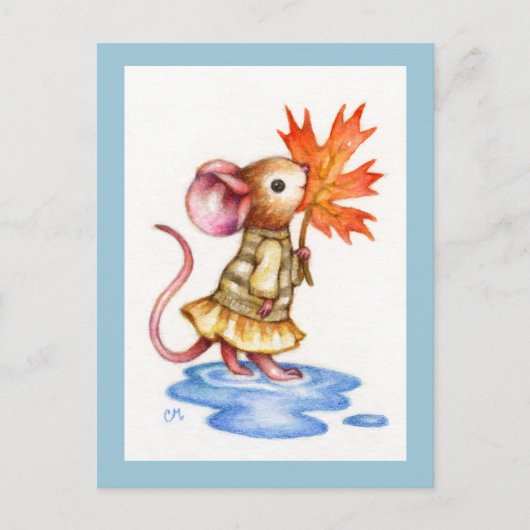 Sweet Autumn - Cute Mouse Art Briefkaart (Voorkant)