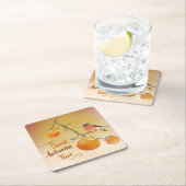 Sweet Autumn Oranje Persimmon Fruits & Bird Kartonnen Onderzetters (Insitu)