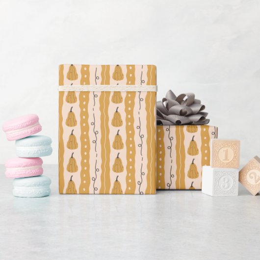 Sweet Autumn Pumpkin Pattern Wrapping Paper Roll Cadeaupapier (Baby Shower)