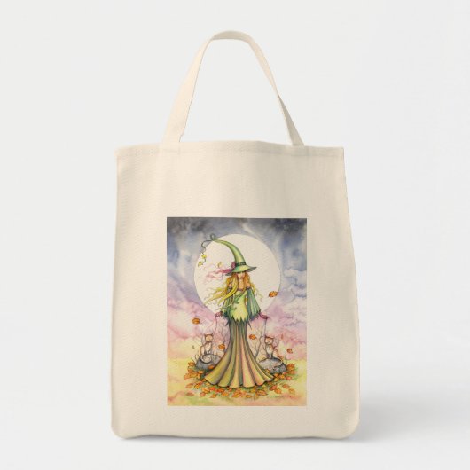 Sweet Autumn Witch Cat Tote Tas door Molly Harriso (Voorkant)