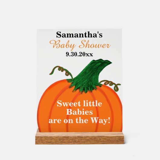 Sweet Babies Pumpkins Baby shower Acryl Bord (Voorkant)