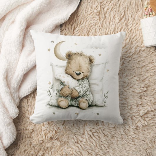 Sweet baby bear fast asleep on fluffy clouds kussen (Deken)